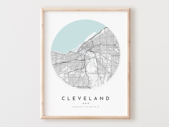 Cleveland Ohio Map Print Modern City Wall Art