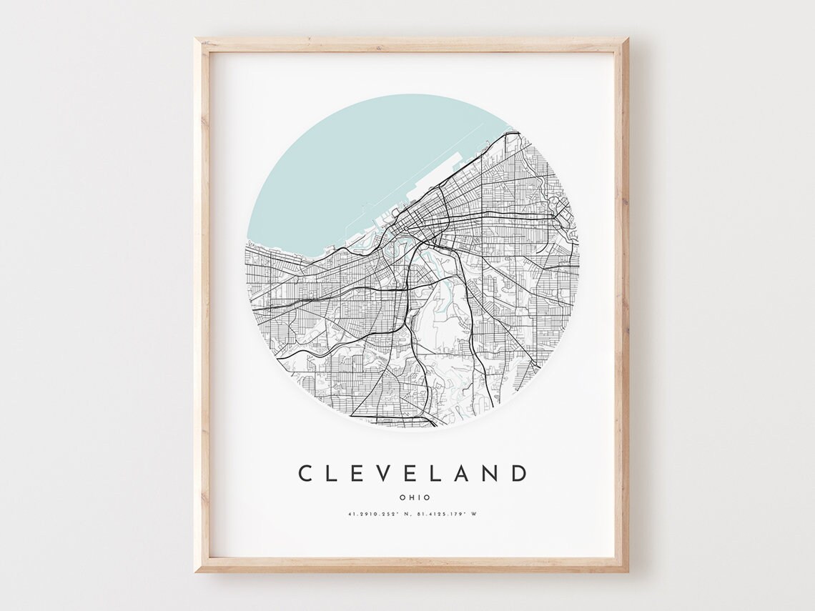 Cleveland Ohio Map Print Modern City Wall Art