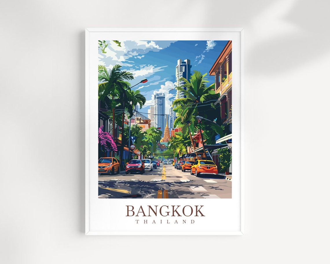 Bangkok Travel Print Wall Art Thailand Wall Hanging Home Decor Bangkok Gift Art Lovers Wall Art Thailand Travel Print Gift Thai Travel Art