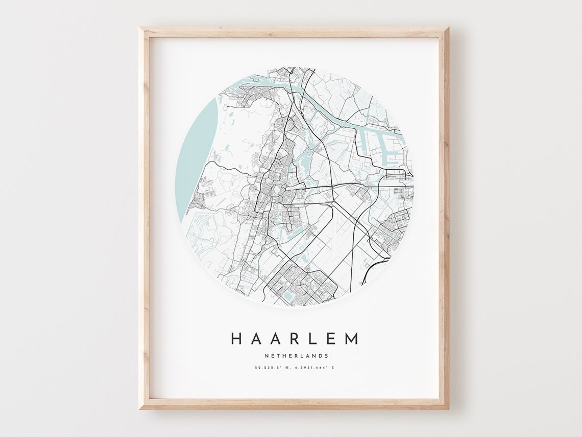 Haarlem Netherlands City Map Print Minimalist Street Grid Coordinates Wall Decor