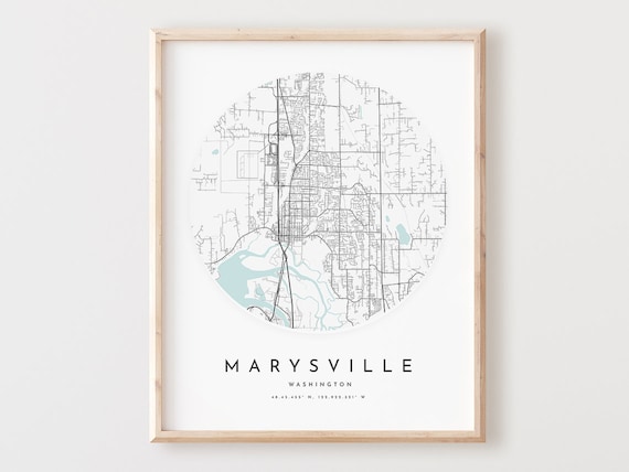 Marysville Washington Map Print Modern City Wall Art