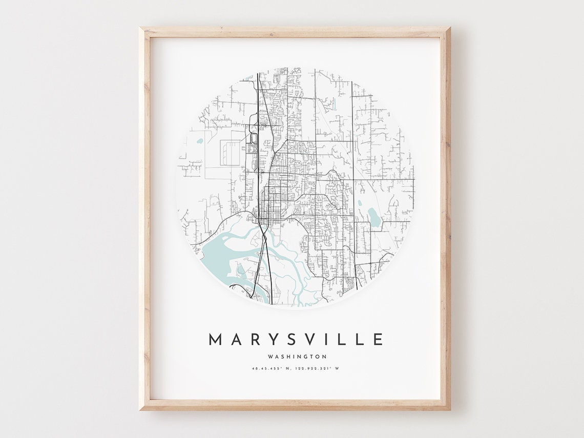 Marysville Washington City Street Map Circle Minimalist Poster