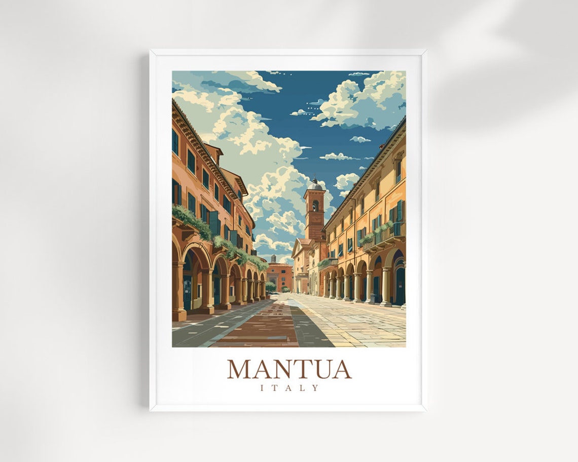 Mantua Italy Historic Colonnaded Square Bell Tower Travel Wall Art