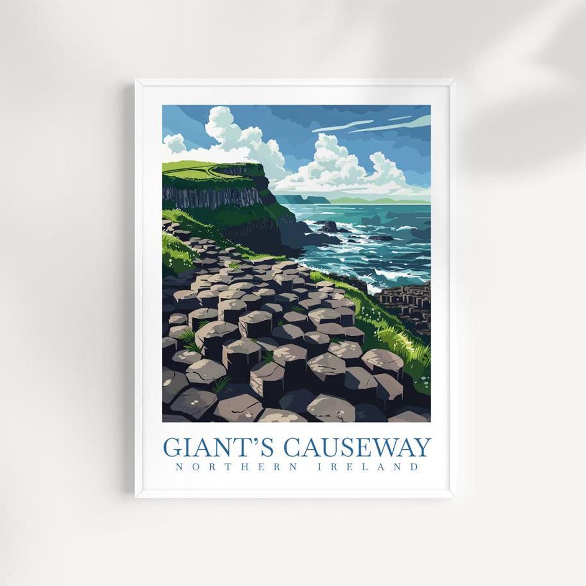 Giant's Causeway Northern Ireland Sea Cliffs View Travel Poster