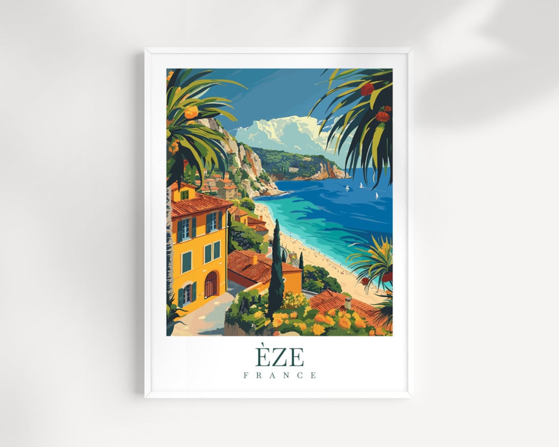 Eze Travel Print Wall Art France Wall Hanging Home Dcor Ze Gift Art Lovers France Art Lover Gift Eze Print France Artwork Eze Coastal Art