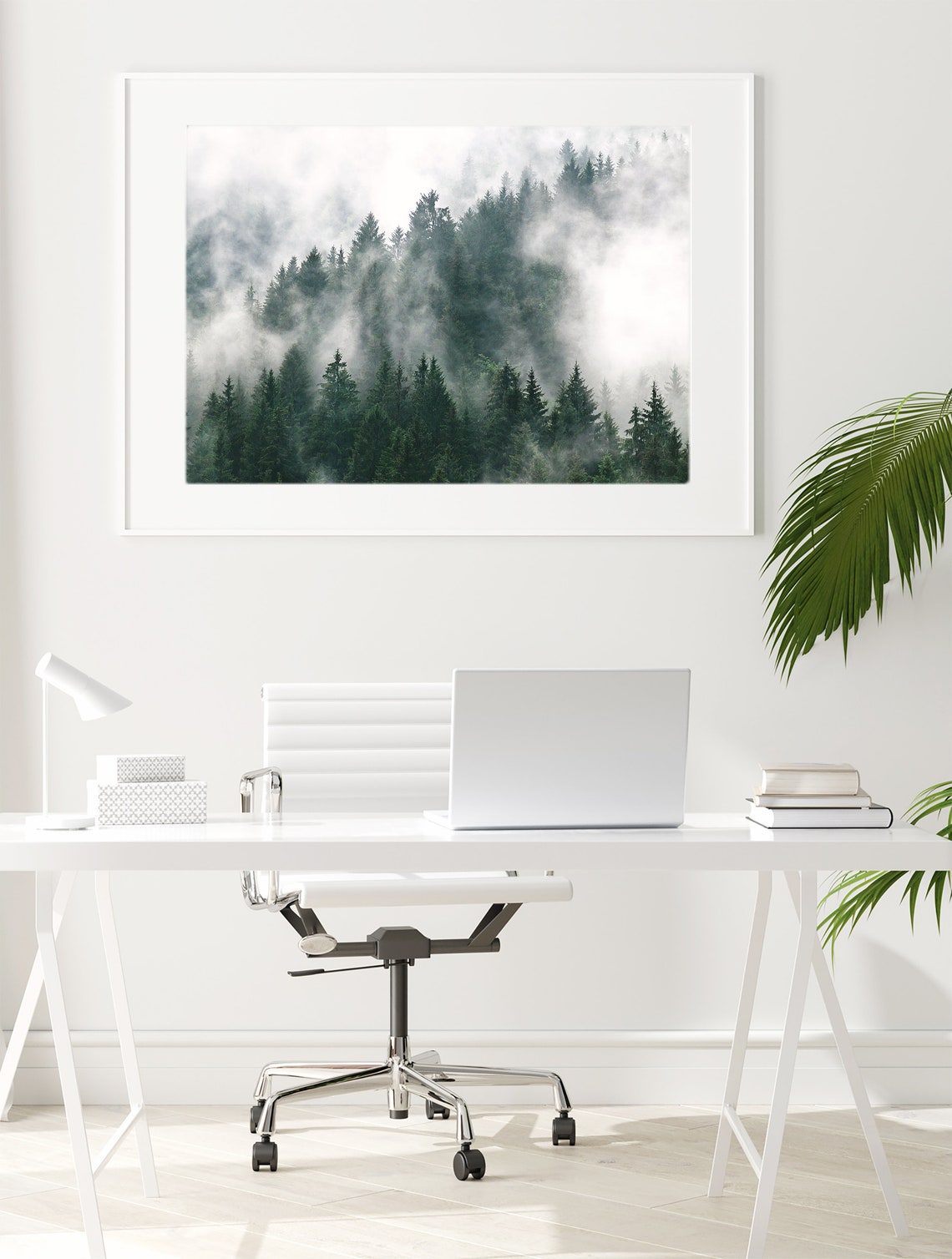 Foggy Pine Forest Misty Evergreen Trees Moody Nature Landscape Poster - Image 2