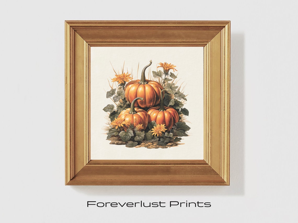 Stacked Pumpkins With Sunflowers Fall Harvest Thanksgiving Poster