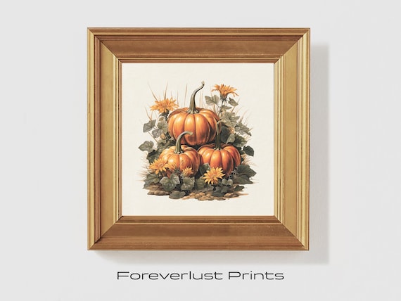 Stacked Pumpkins With Sunflowers Fall Harvest Thanksgiving Poster