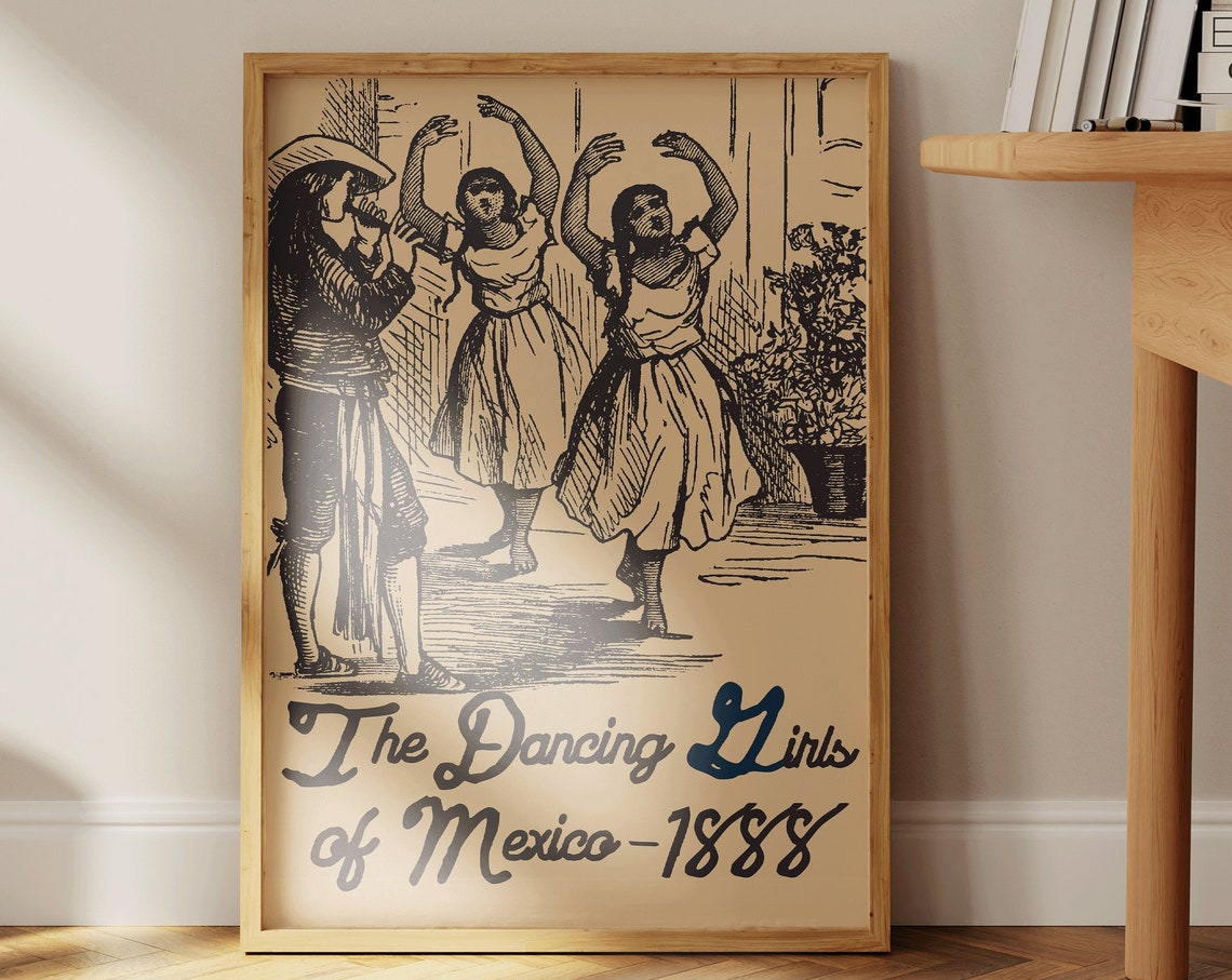 Mexico Wall Art Mexico Travel Poster Vintage Mexican Poster Dancing Girls Of Mexico Print Vintage Mexico Art Print 1 Print - Image 4
