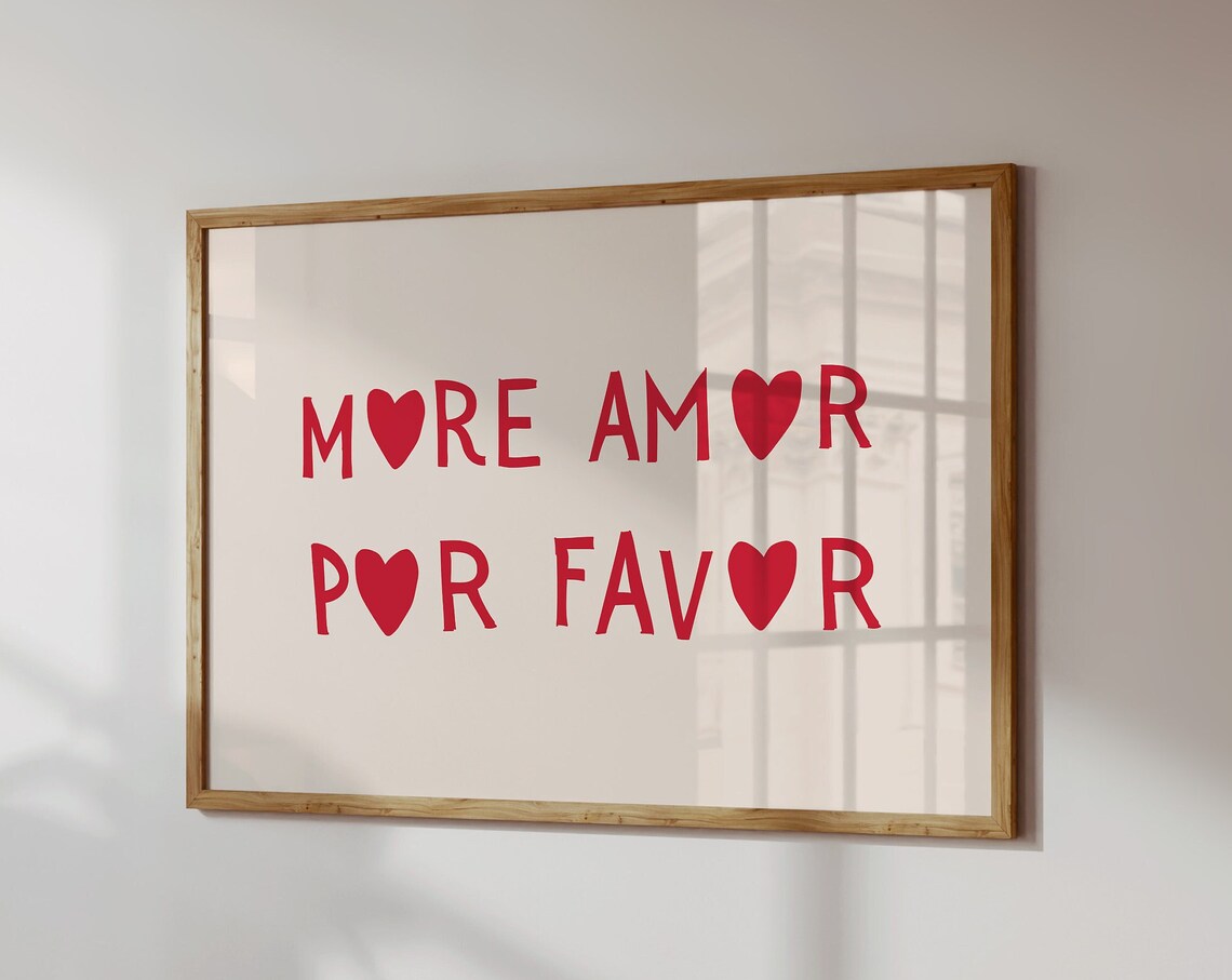 More Amor Por Favor Minimalist Heart Poster