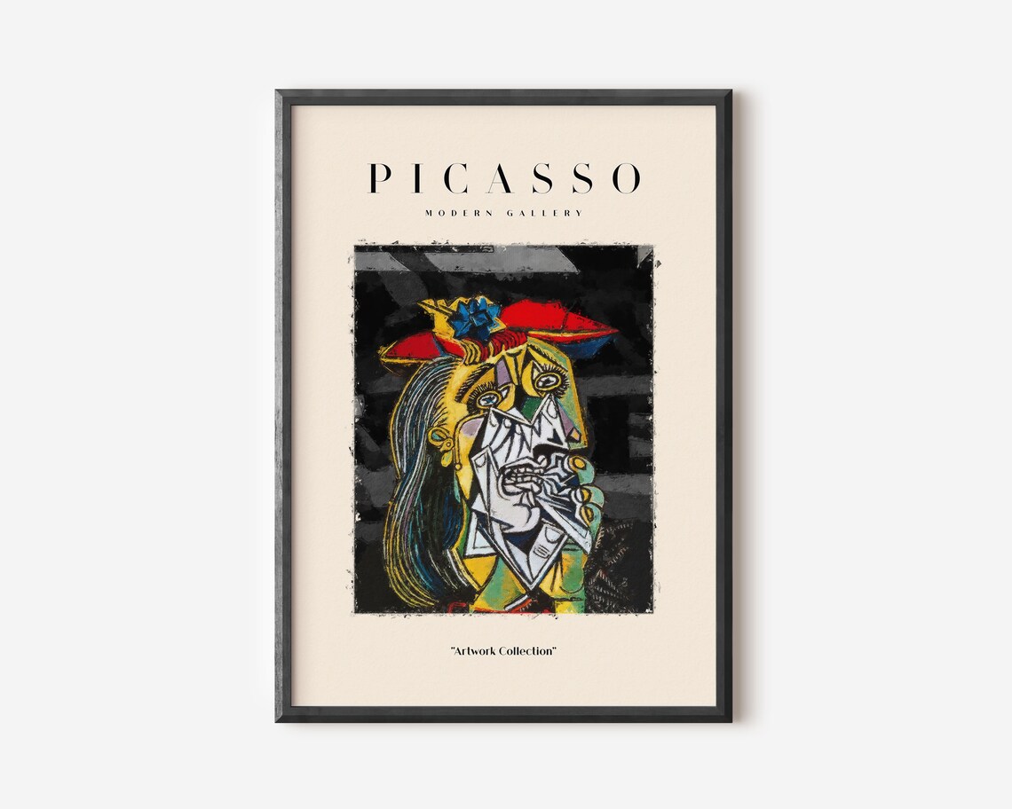 Picasso Exhibition, Neutral Beige Abstract Vintage