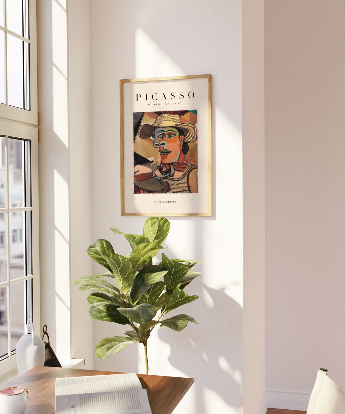 Picasso Cubist Woman Straw Hat Modern Gallery Portrait Poster - Image 2