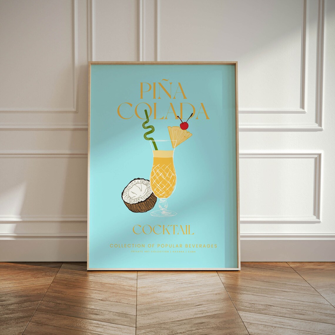 Pina Colada Cocktail Retro Vintage Bar Beverage Collection Poster - Image 4