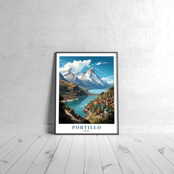 Portillo Vintage Travel Poster Retro Chile Art Print Colorful Home Decor Wall Unique Gift