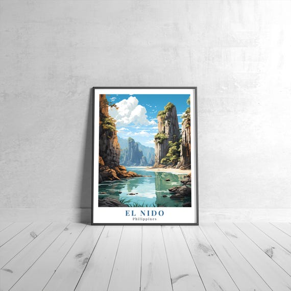 El Nido Vintage Travel Poster Retro Philippines Art Print Colorful Home Decor Wall Unique Gift