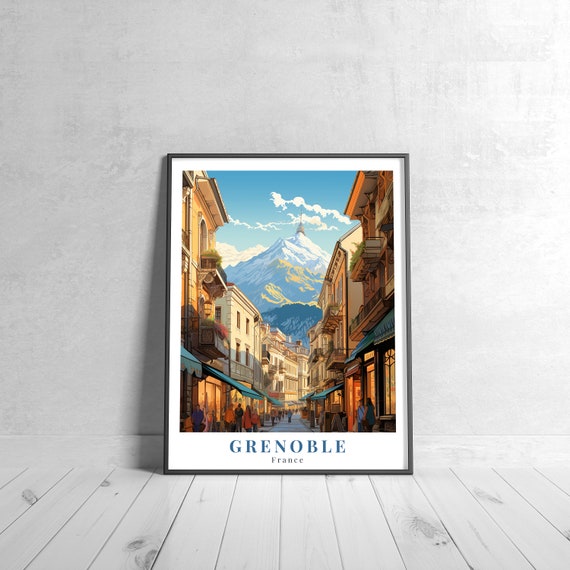 Grenoble Vintage Travel Poster Retro France Art Print Colorful Home Decor Wall Unique Gift