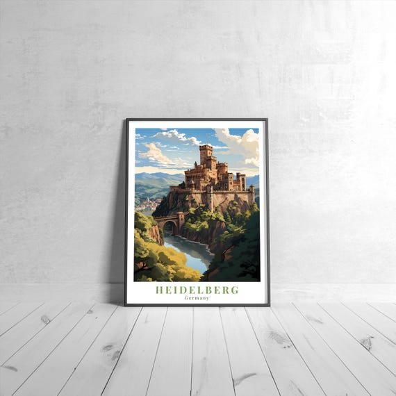 Heidelberg Vintage Travel Poster Retro Germany Art Print Colorful Home Decor Wall Unique Gift