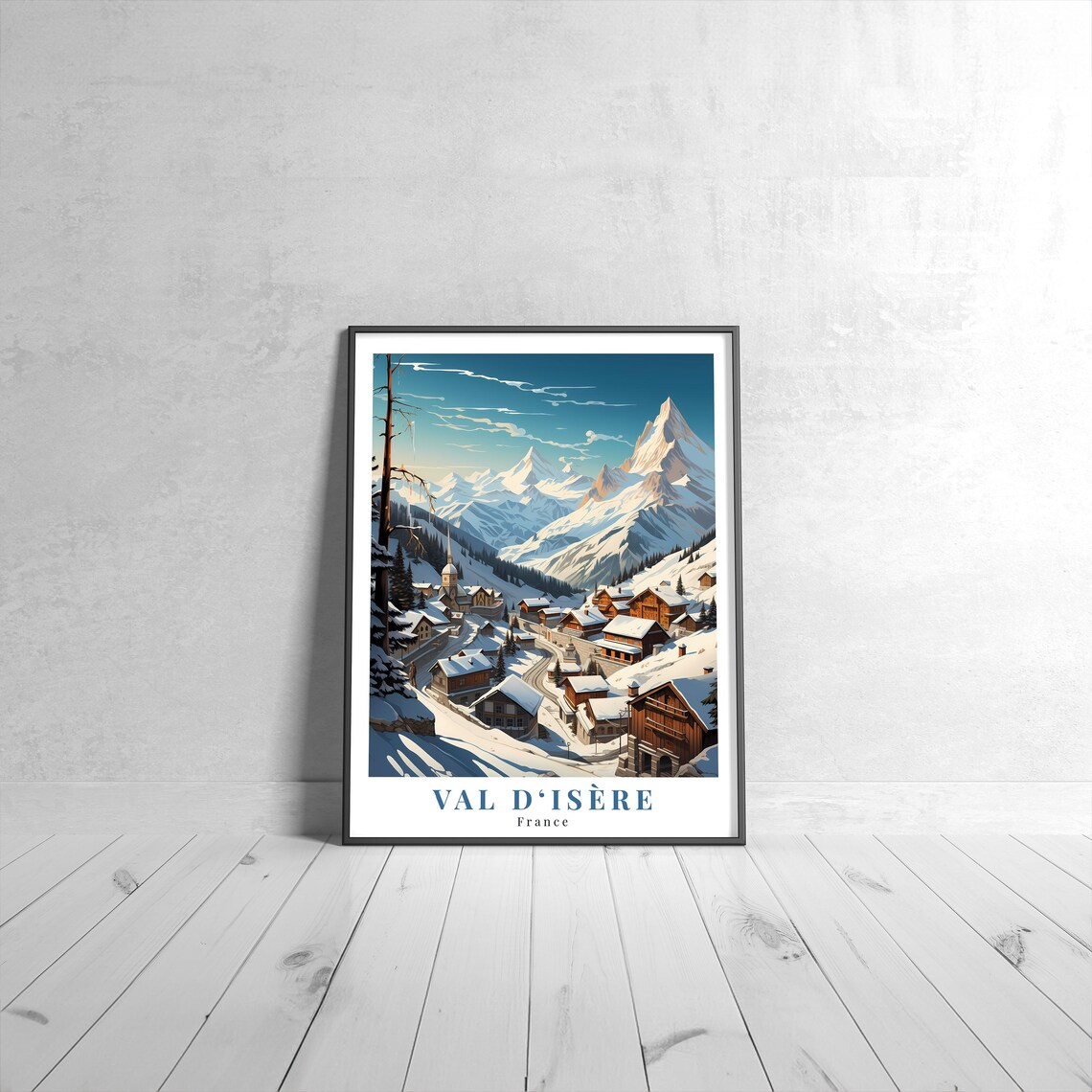 Val d'Isère France Vintage Alpine Ski Village Retro Travel Poster
