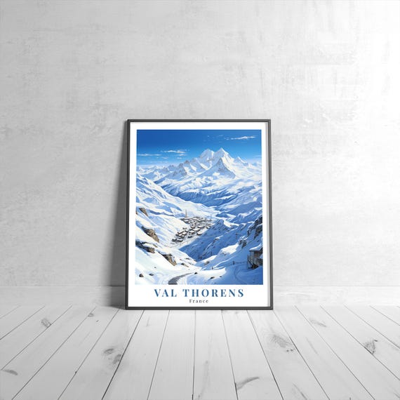 Val Thorens Vintage Travel Poster Retro France Art Print Colorful Home Decor Wall Unique Gift