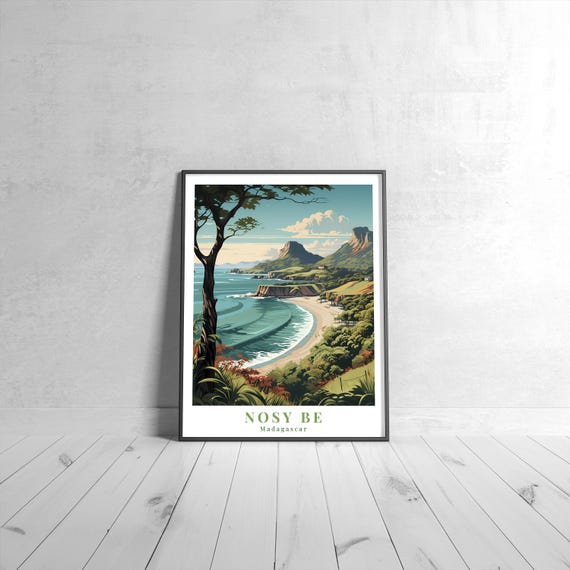 Nosy Be Vintage Travel Poster Retro Madagascar Art Print Colorful Home Decor Wall Unique Gift