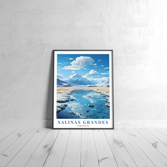 Salinas Grandes Argentina Salt Flat Mirror Vintage Travel Poster