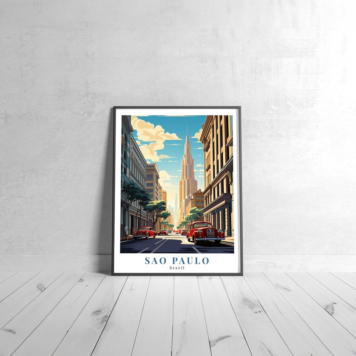 Sao Paulo Vintage Travel Poster, Brazil Wall Art