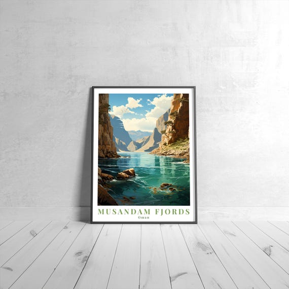 Musandam Fjords Vintage Travel Poster Retro Oman Art Print Colorful Home Decor Wall Unique Gift
