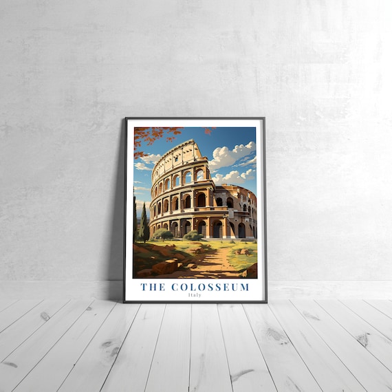 The Colosseum Rome Italy Ancient Ruins Vintage Travel Poster