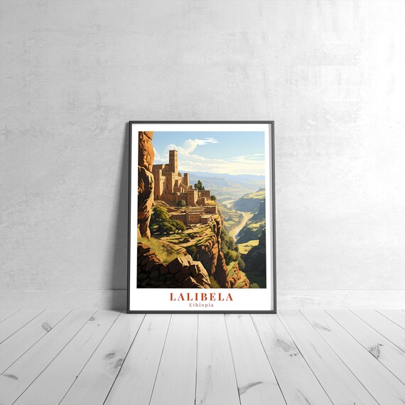 Lalibela Ethiopia Ancient Cliff City Vintage Travel Poster Art