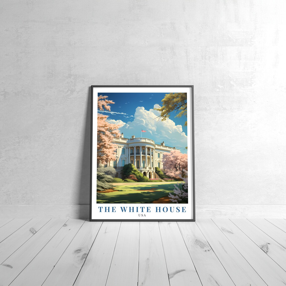 The White House USA Vintage Travel Style Landmark Scene Art Poster