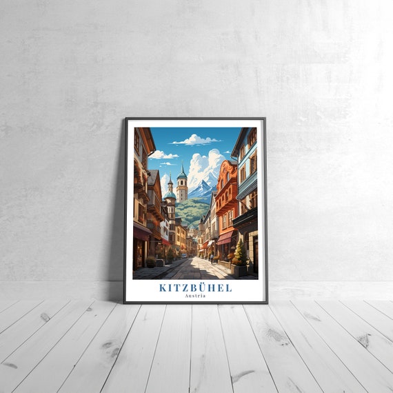 Kitzbhel Vintage Travel Poster Retro Austria Art Print Colorful Home Decor Wall Unique Gift