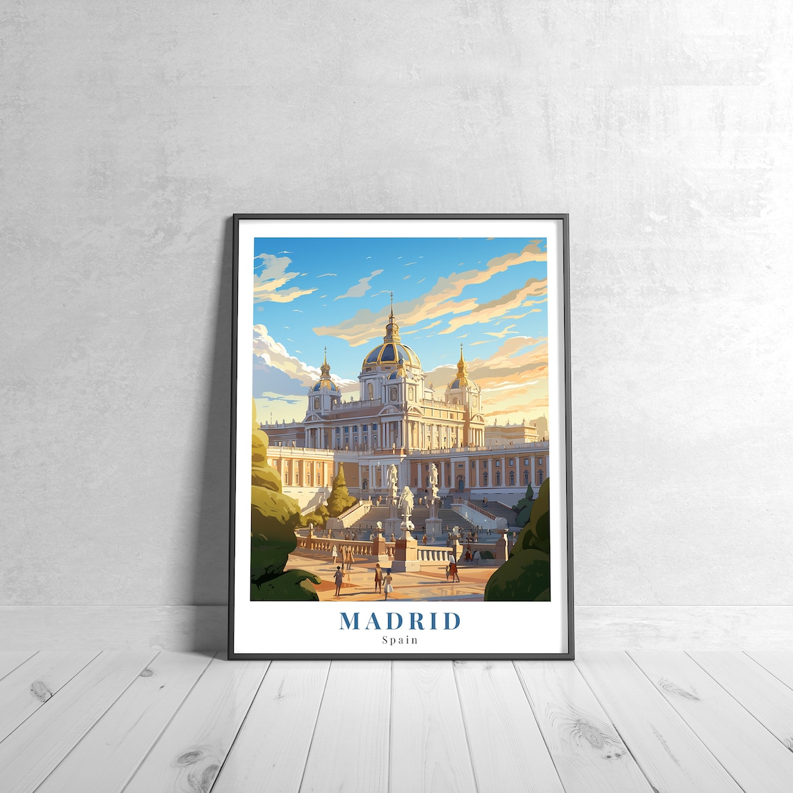 Madrid Spain Vintage Travel Poster Royal Palace Historic Landmark Art