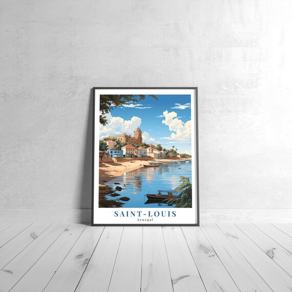 Saint-Louis Senegal Waterfront Historic Colonial Travel Poster