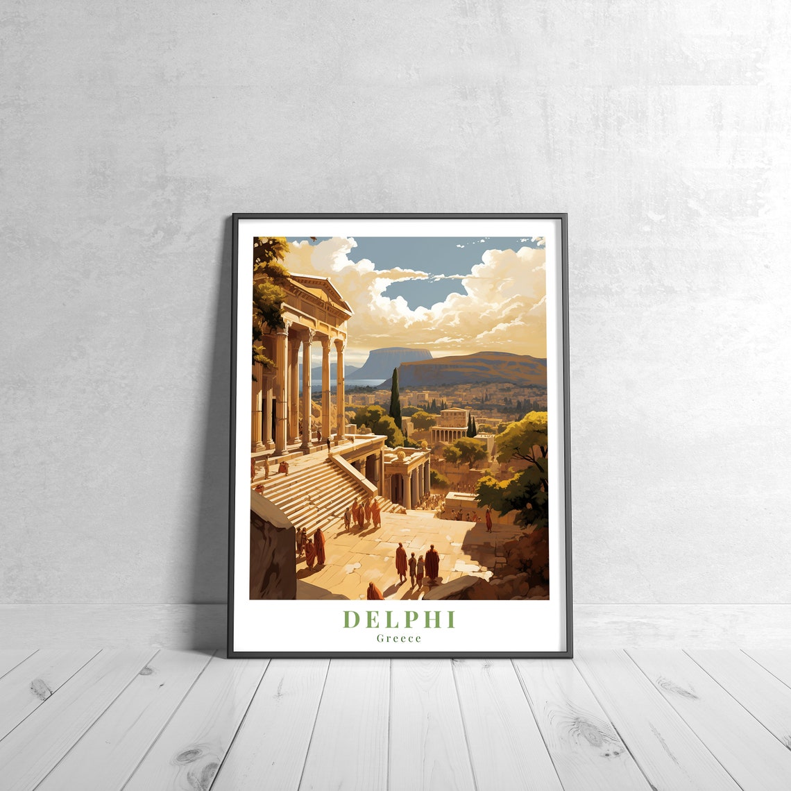 Delphi Vintage Travel Poster Retro Greece Ancient Ruins Temple Decor