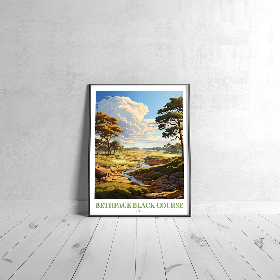 Bethpage Black Golf Course USA Landscape Vintage Travel Poster Golf Gift