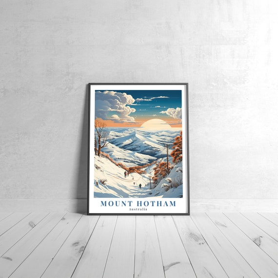 Mount Hotham Vintage Travel Poster Retro Australia Art Print Colorful Home Decor Wall Unique Gift