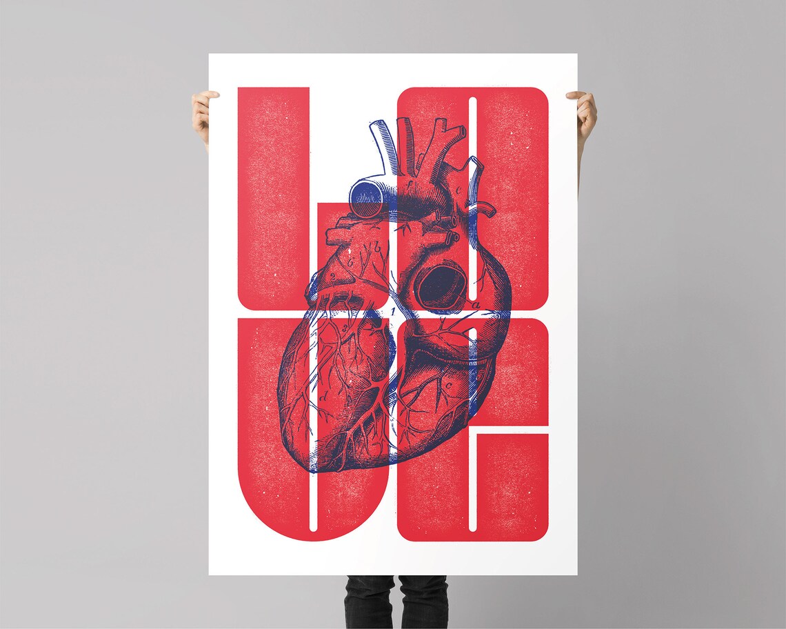 Love Anatomical Heart Typography Art Print - Image 3