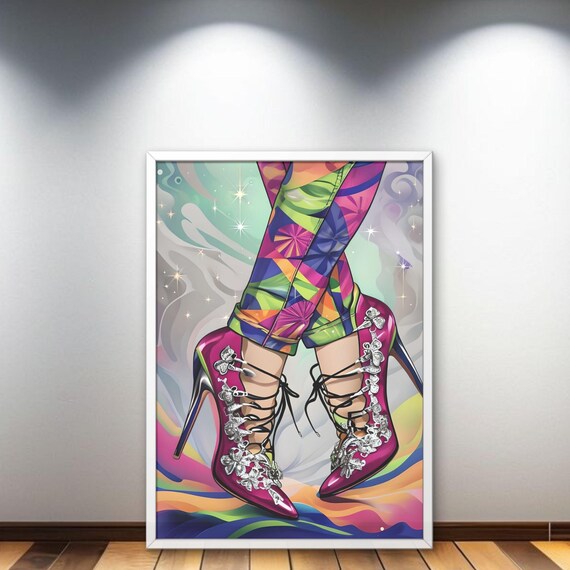 Colorful High Heels Fashion Pop Art Retro Poster For Closet And Dressing Room