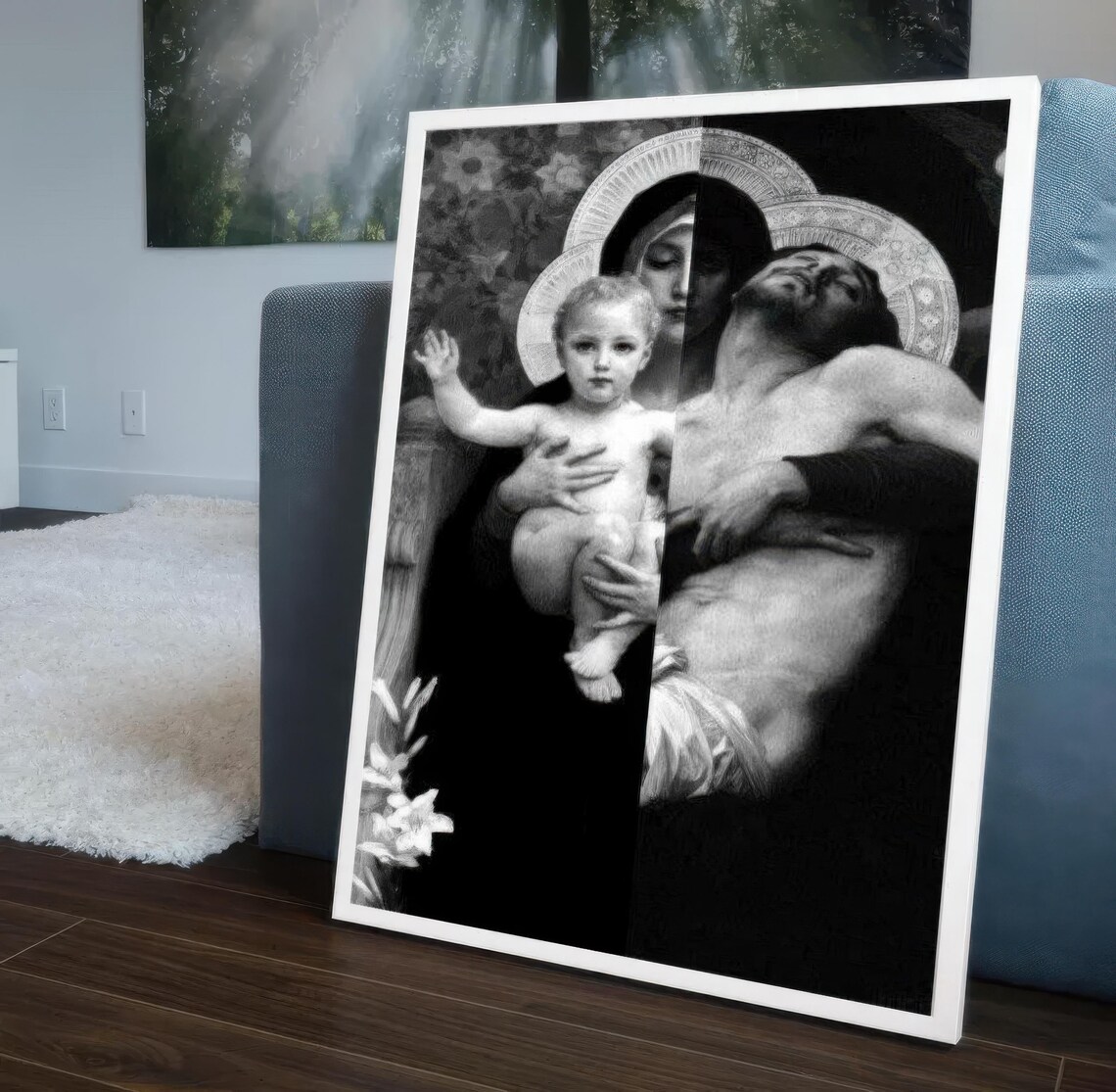 Madonna and Child Beside the Pieta Scene Classical Art Poster