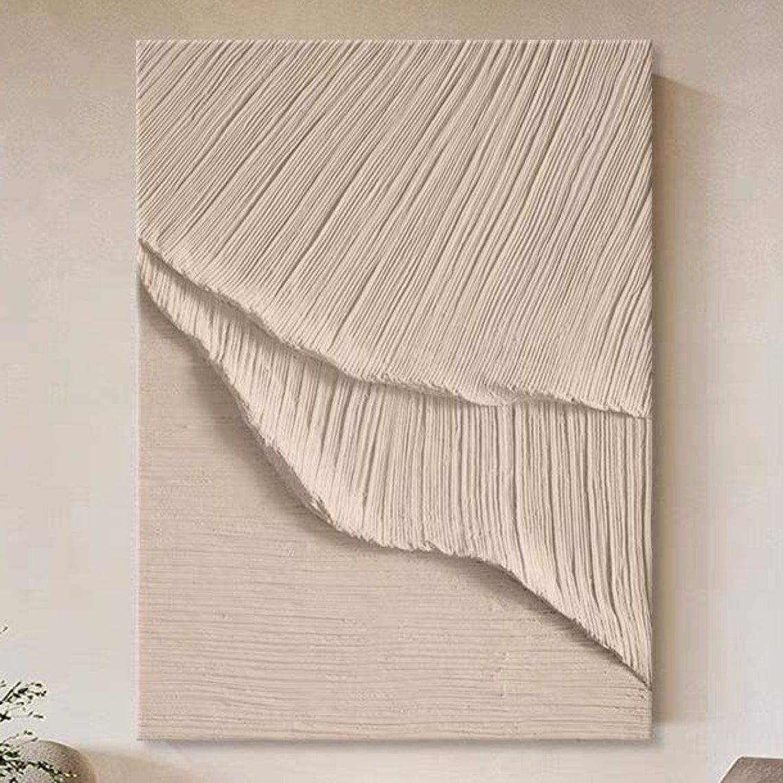 Beige Brown Abstract Ocean Waves Textured Minimalist Painting Poster