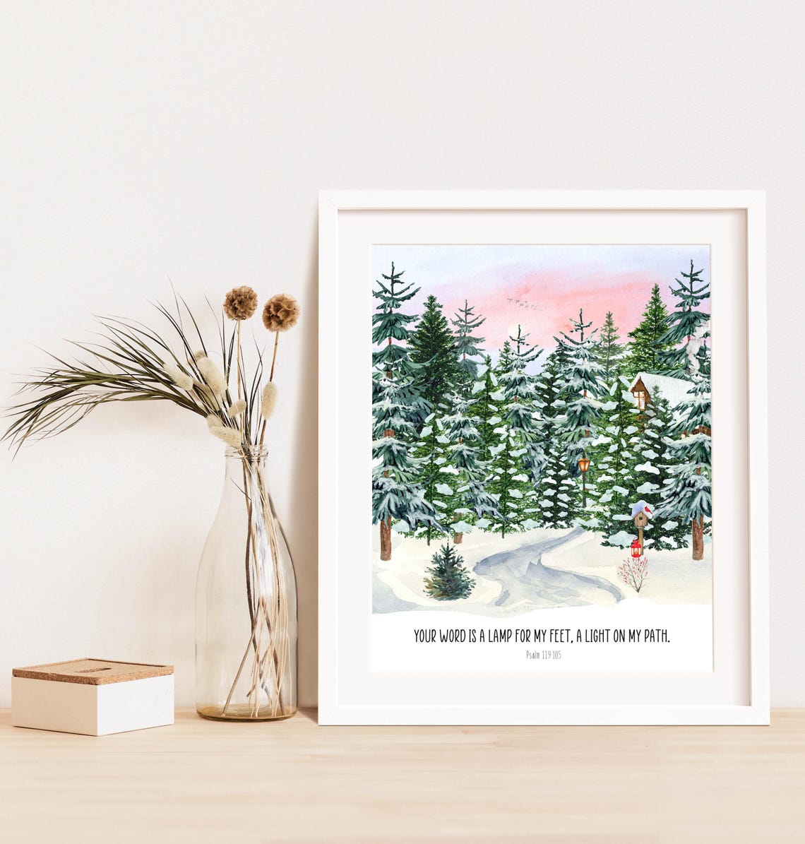 Your Word Is A Lamp For My Feet Psalm 119:105 Snowy Forest Path Poster - Image 7