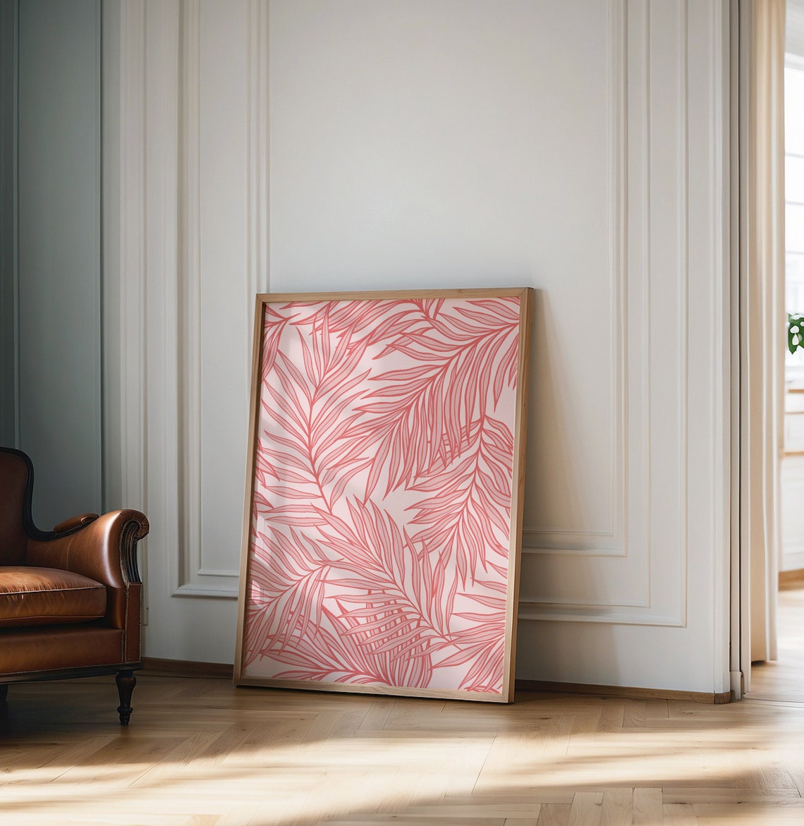 Pink Palm Leaf Botanical Pattern Trendy Tropical Print for Girls - Image 3
