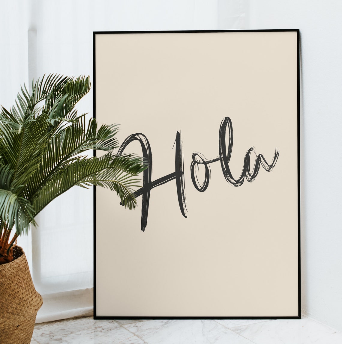 Hola Spanish Greeting Brush Script Artistic Quote Poster For Rooms - Image 4
