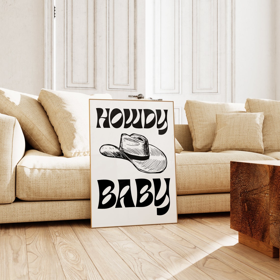 Howdy Baby Cowboy Hat Retro Western Text Art Print for Nursery Wall - Image 3