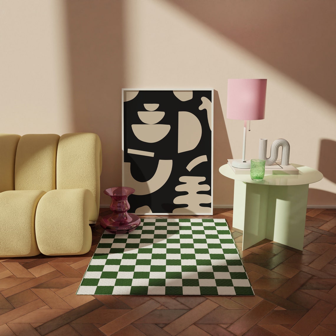 Black Beige Organic Abstract Bold Modern Living Room Wall Poster - Image 4