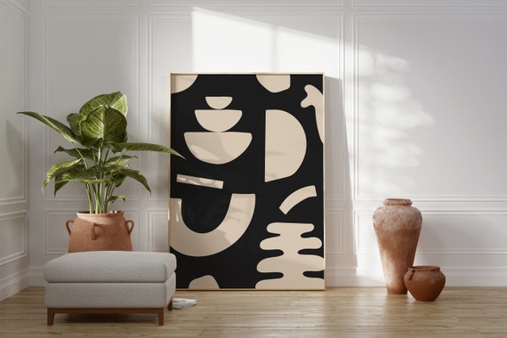 Beige Black Modern Abstract Print Organic Minimalist Art Modern Art Print Neutral Print Neutral Beige Wall Art Wall Art