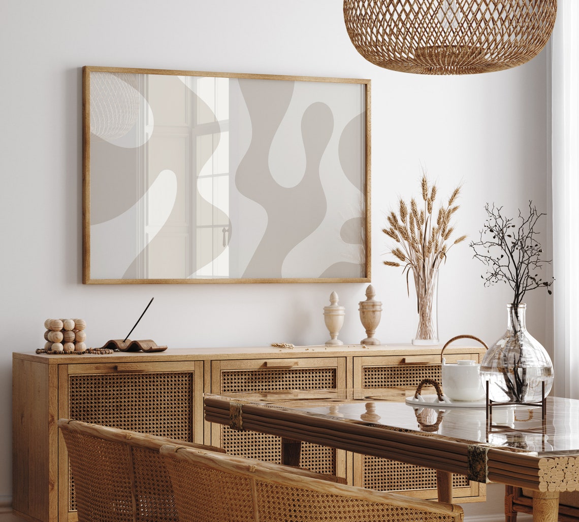 Neutral Modern Abstract Beige Poster with Organic Taupe Wave Design - Image 3