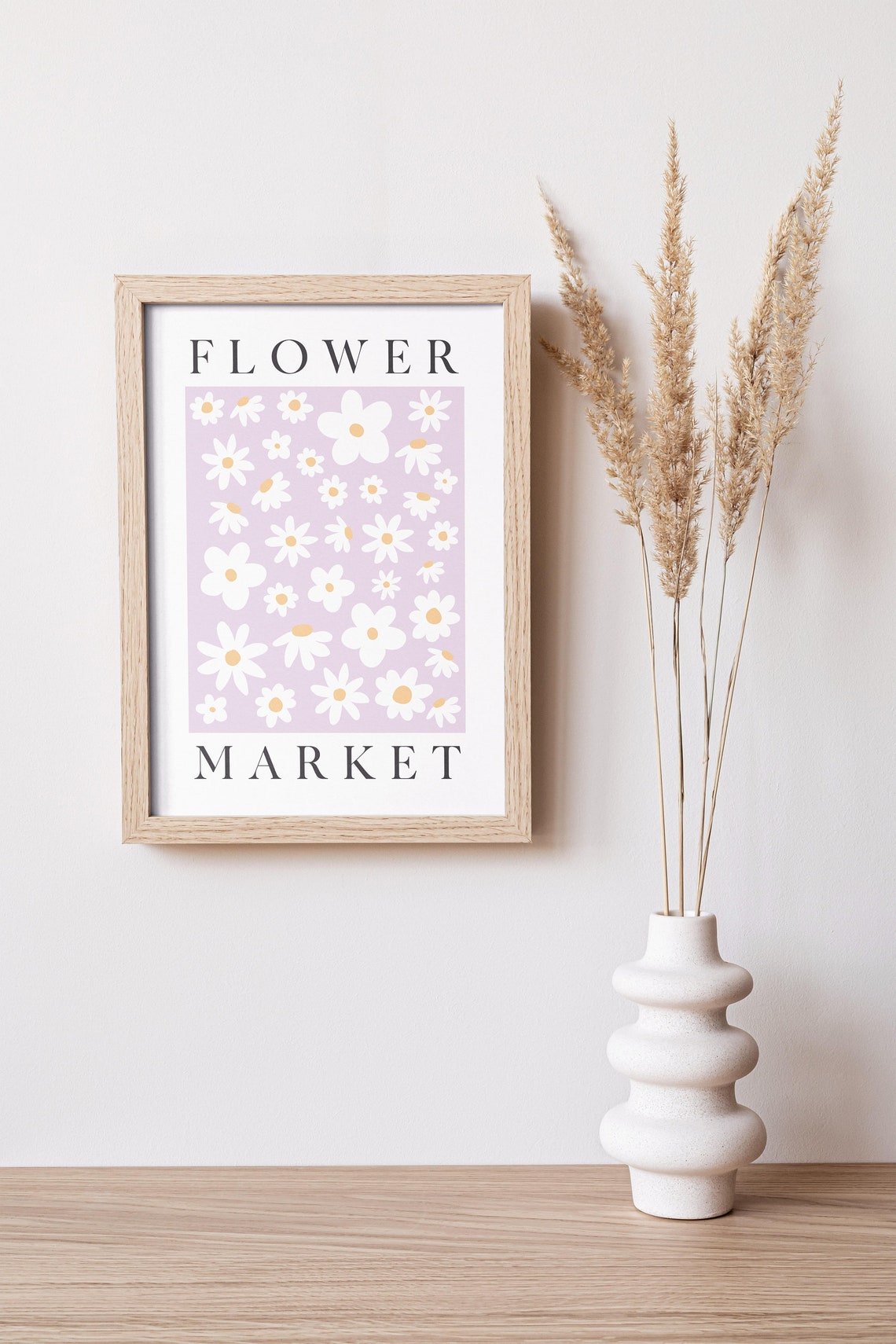 Flower Market White Daisies Lilac Floral Graphic Typography Poster - Image 4