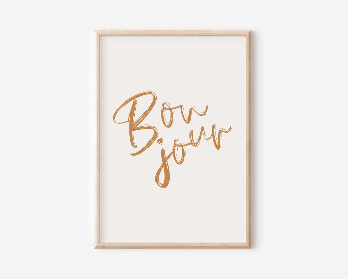 Bonjour Gold Script Typography French Quote Minimalist Poster - Image 3