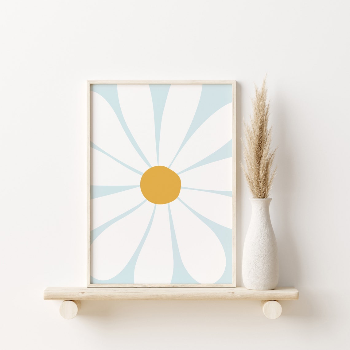 Large White Daisy Pale Blue Background Cheerful Floral Decor Poster - Image 4